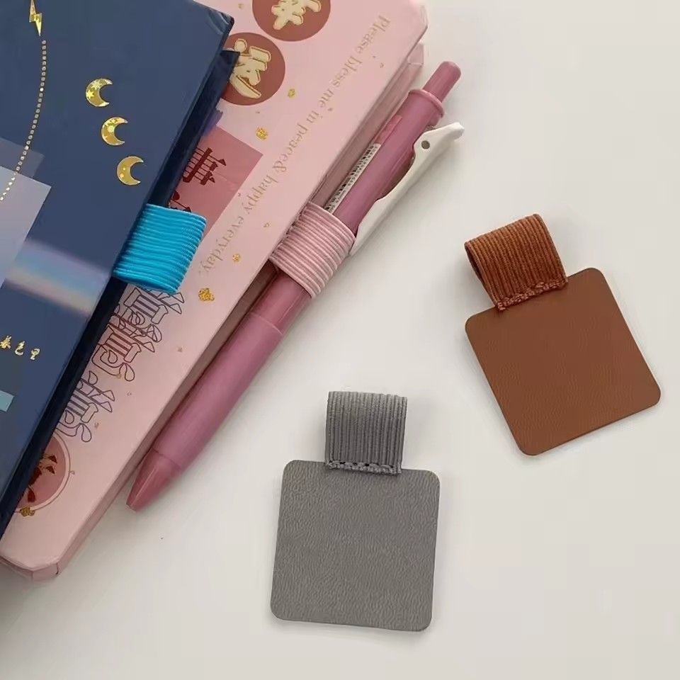 2PC   Portable PU Leather Pen Loop Holder Elastic Hook Anti-fall Pencil Holder Anti-lost Pen Clips Office Stationery