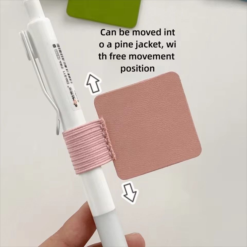 2PC   Portable PU Leather Pen Loop Holder Elastic Hook Anti-fall Pencil Holder Anti-lost Pen Clips Office Stationery