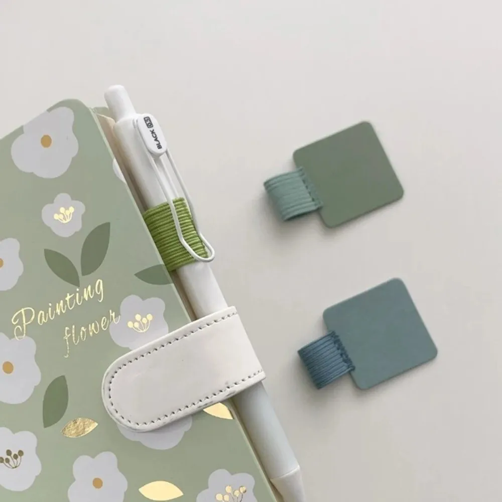 2PC   Portable PU Leather Pen Loop Holder Elastic Hook Anti-fall Pencil Holder Anti-lost Pen Clips Office Stationery