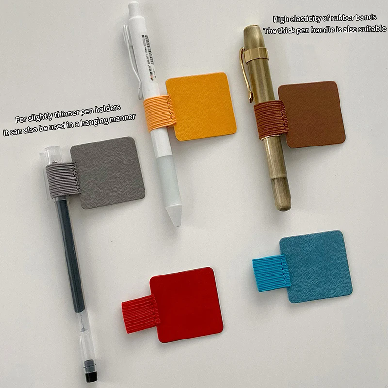 2PC   Portable PU Leather Pen Loop Holder Elastic Hook Anti-fall Pencil Holder Anti-lost Pen Clips Office Stationery