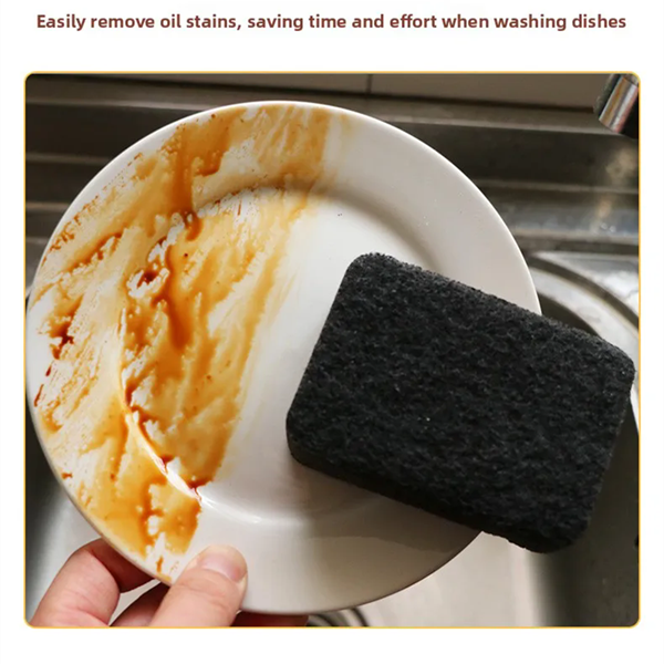 4PCS Black Seaweed Sponge Dishwashing and Cleaning Utensils Durable Dishwashing and Brushing Utensils for Household Use