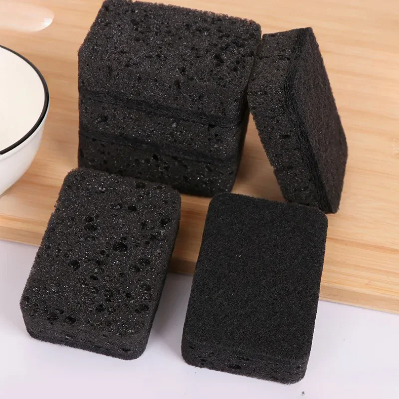 4PCS Black Seaweed Sponge Dishwashing and Cleaning Utensils Durable Dishwashing and Brushing Utensils for Household Use