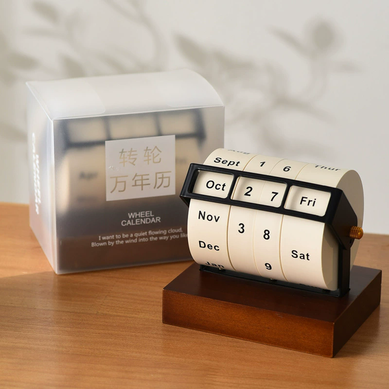 1PC  Wheel Perpetual Calendar Large Rotating Desk Calendar Desktop Ornaments Desk Calendar Perpetual Calendar Countdown