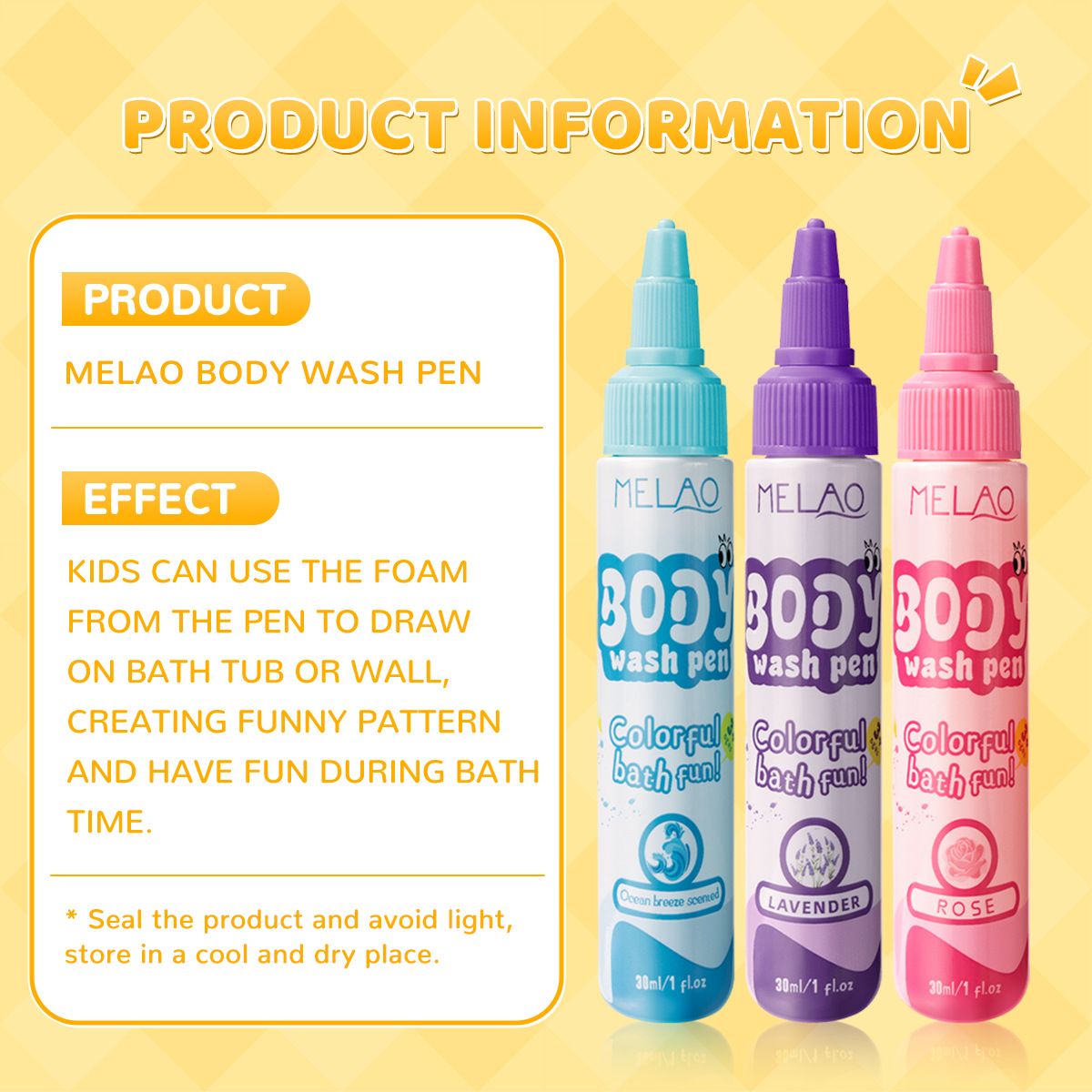 1PC  Children's Bath Pen Gentle Moisturizing and Moisturizing Children's Bath Pen Aromatherapy Shower Gel Multi Color Bath Paint
