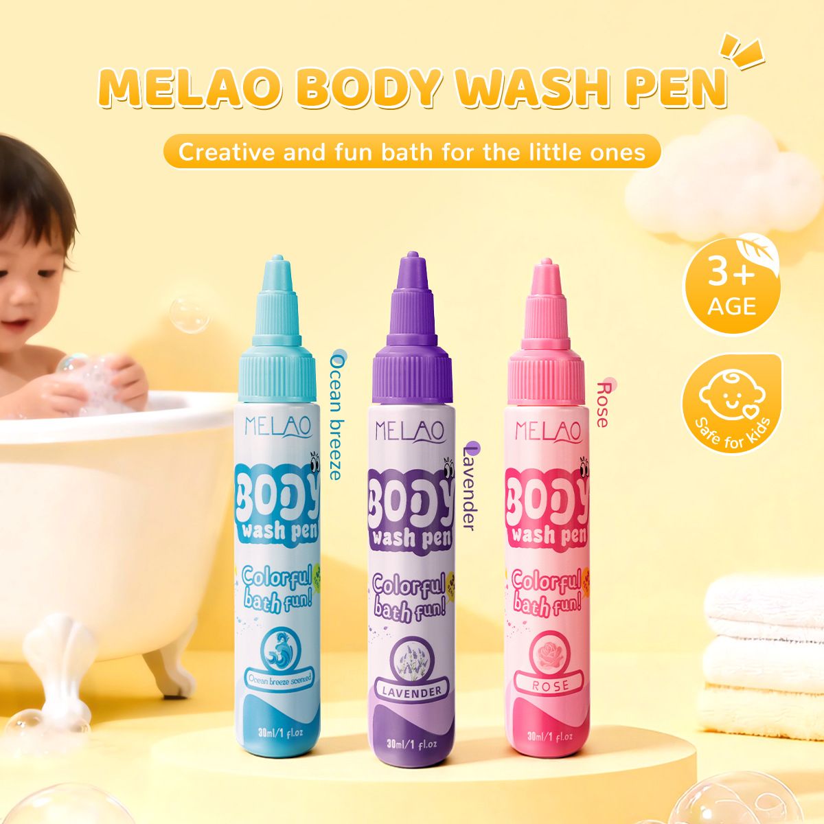 1PC  Children's Bath Pen Gentle Moisturizing and Moisturizing Children's Bath Pen Aromatherapy Shower Gel Multi Color Bath Paint