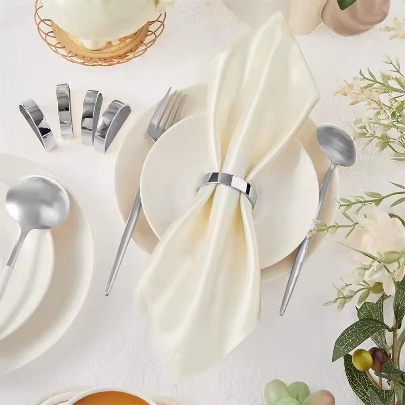 6PCS Fashion Napkin Ring Set Buckle Napkin Holder High Gloss Elegant Golden Color Sturdy Tissue Ring Table Decoration