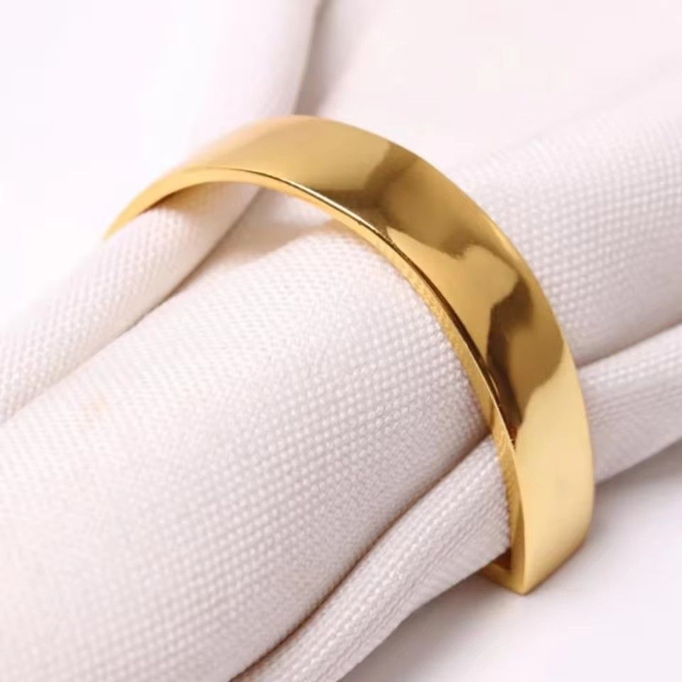 6PCS Fashion Napkin Ring Set Buckle Napkin Holder High Gloss Elegant Golden Color Sturdy Tissue Ring Table Decoration