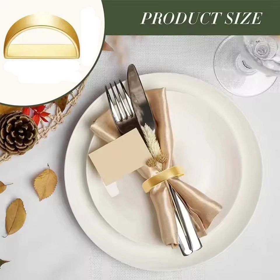 6PCS Fashion Napkin Ring Set Buckle Napkin Holder High Gloss Elegant Golden Color Sturdy Tissue Ring Table Decoration
