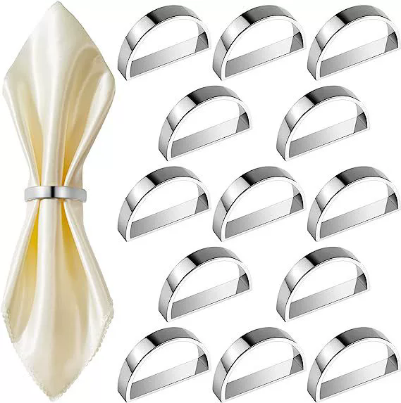 6PCS Fashion Napkin Ring Set Buckle Napkin Holder High Gloss Elegant Golden Color Sturdy Tissue Ring Table Decoration