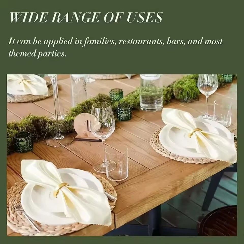 6PCS Fashion Napkin Ring Set Buckle Napkin Holder High Gloss Elegant Golden Color Sturdy Tissue Ring Table Decoration