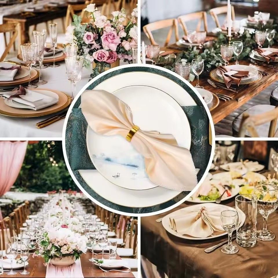 6PCS Fashion Napkin Ring Set Buckle Napkin Holder High Gloss Elegant Golden Color Sturdy Tissue Ring Table Decoration