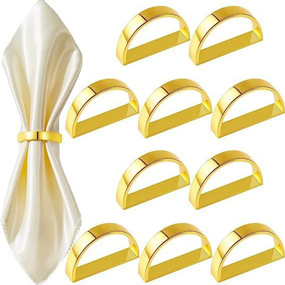 6PCS Fashion Napkin Ring Set Buckle Napkin Holder High Gloss Elegant Golden Color Sturdy Tissue Ring Table Decoration