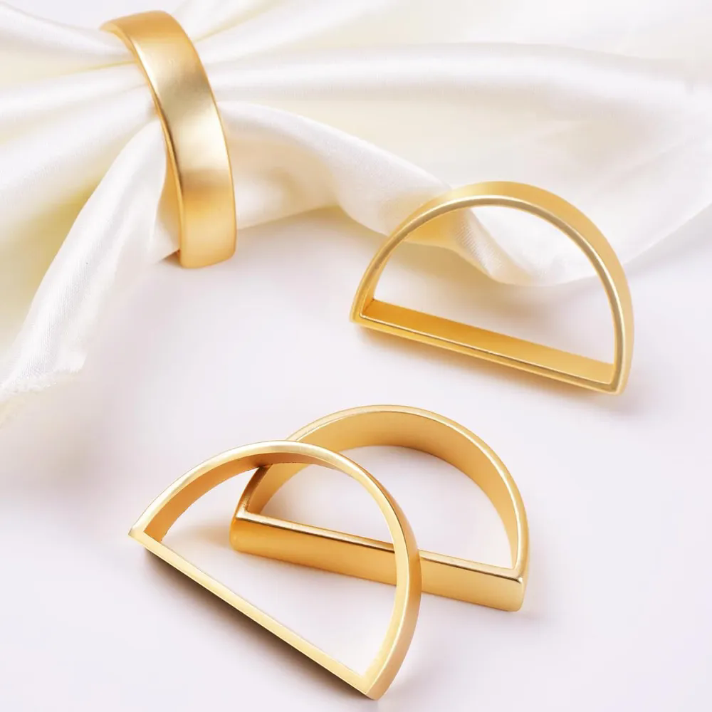 6PCS Fashion Napkin Ring Set Buckle Napkin Holder High Gloss Elegant Golden Color Sturdy Tissue Ring Table Decoration