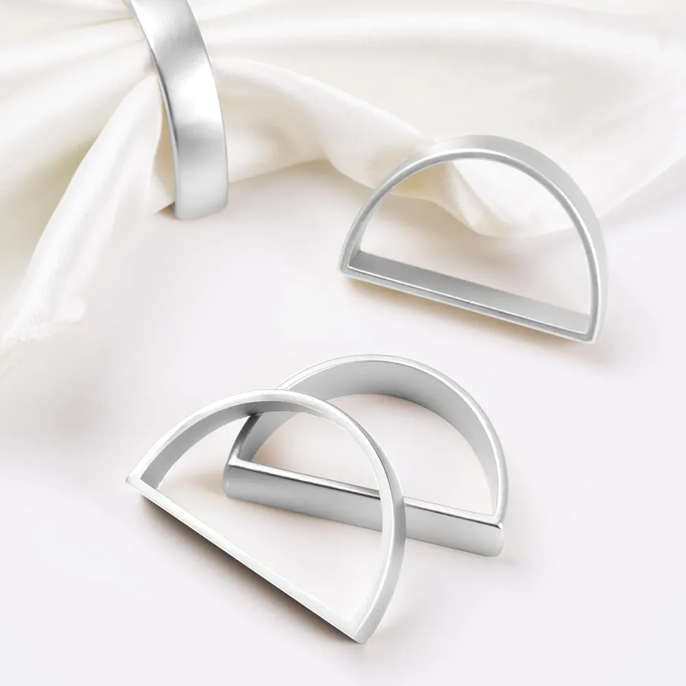 6PCS Fashion Napkin Ring Set Buckle Napkin Holder High Gloss Elegant Golden Color Sturdy Tissue Ring Table Decoration