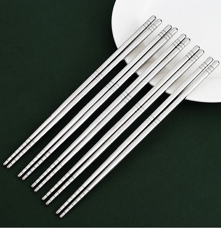 5Pair  Stainless Steel Chopsticks Household Round Metal Chop Sticks Japanese Sushi Food Stick Cutlery Sets Kitchen Tableware