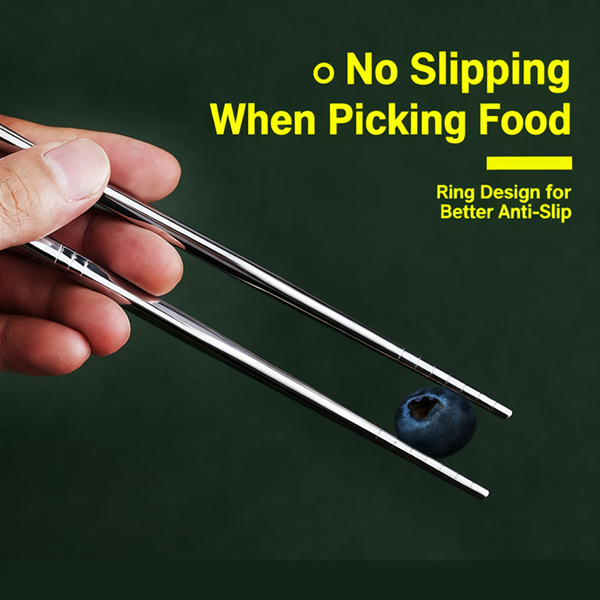 5Pair  Stainless Steel Chopsticks Household Round Metal Chop Sticks Japanese Sushi Food Stick Cutlery Sets Kitchen Tableware