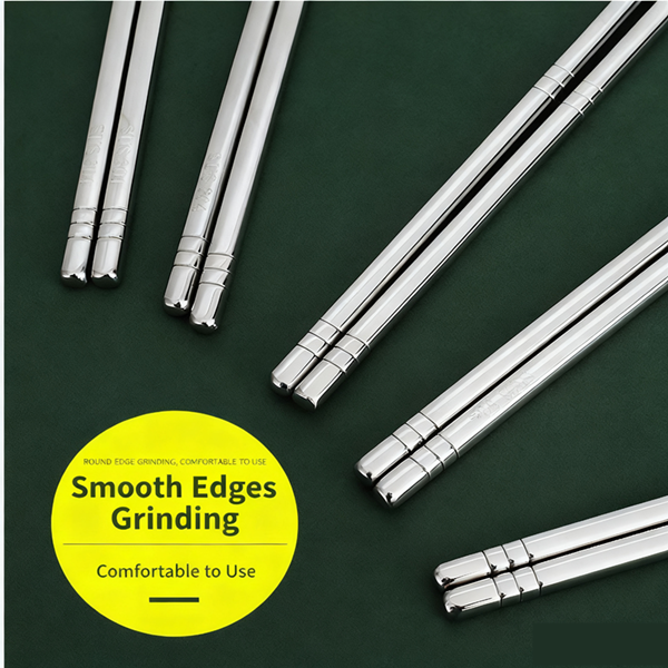 5Pair  Stainless Steel Chopsticks Household Round Metal Chop Sticks Japanese Sushi Food Stick Cutlery Sets Kitchen Tableware