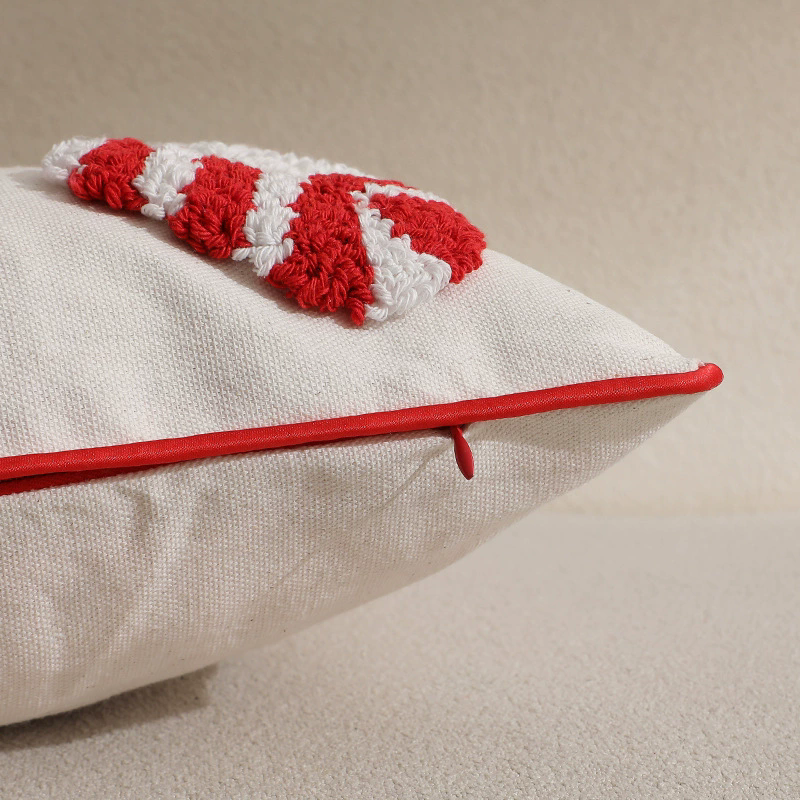 1PCNew Year Christmas Cushion Cover Christmas 3D Cartoon Pillow Case Candy Hat Cane Pillow Covers Decorative Festival Home Decor