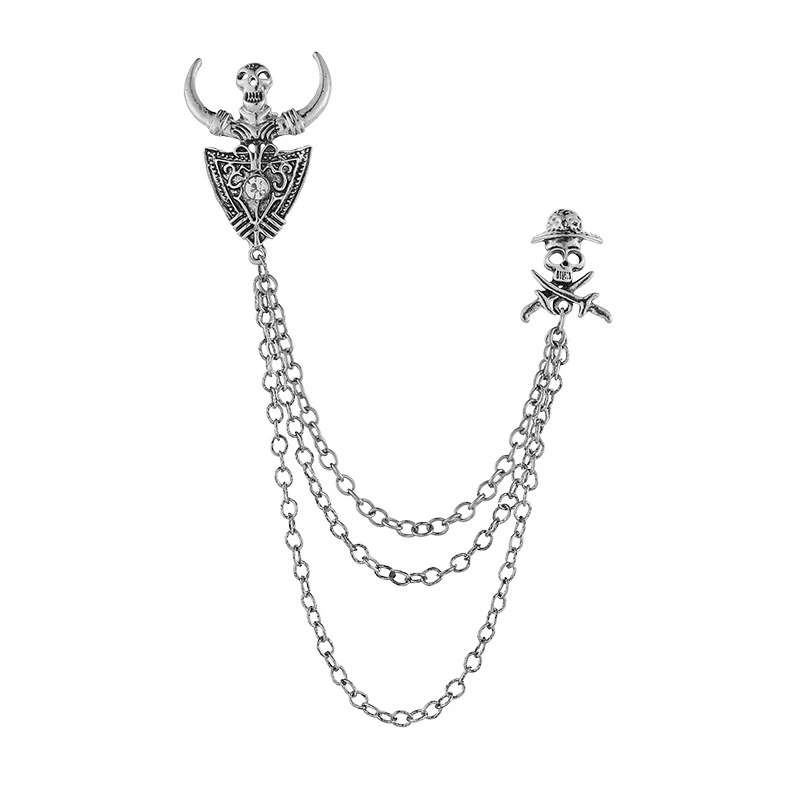 1PC Korean British Style Crown Bird Brooch Cross Suit Tassel Chain Lapel Pin Angle Wings Badge RetroFemaleCorsageMen Accessories