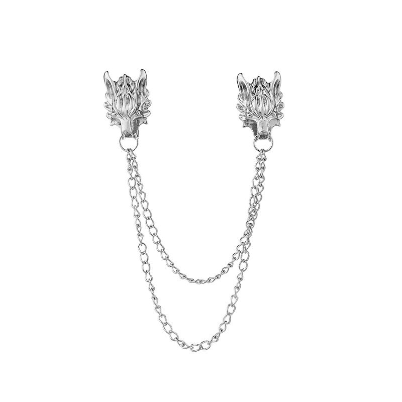 1PC Korean British Style Crown Bird Brooch Cross Suit Tassel Chain Lapel Pin Angle Wings Badge RetroFemaleCorsageMen Accessories