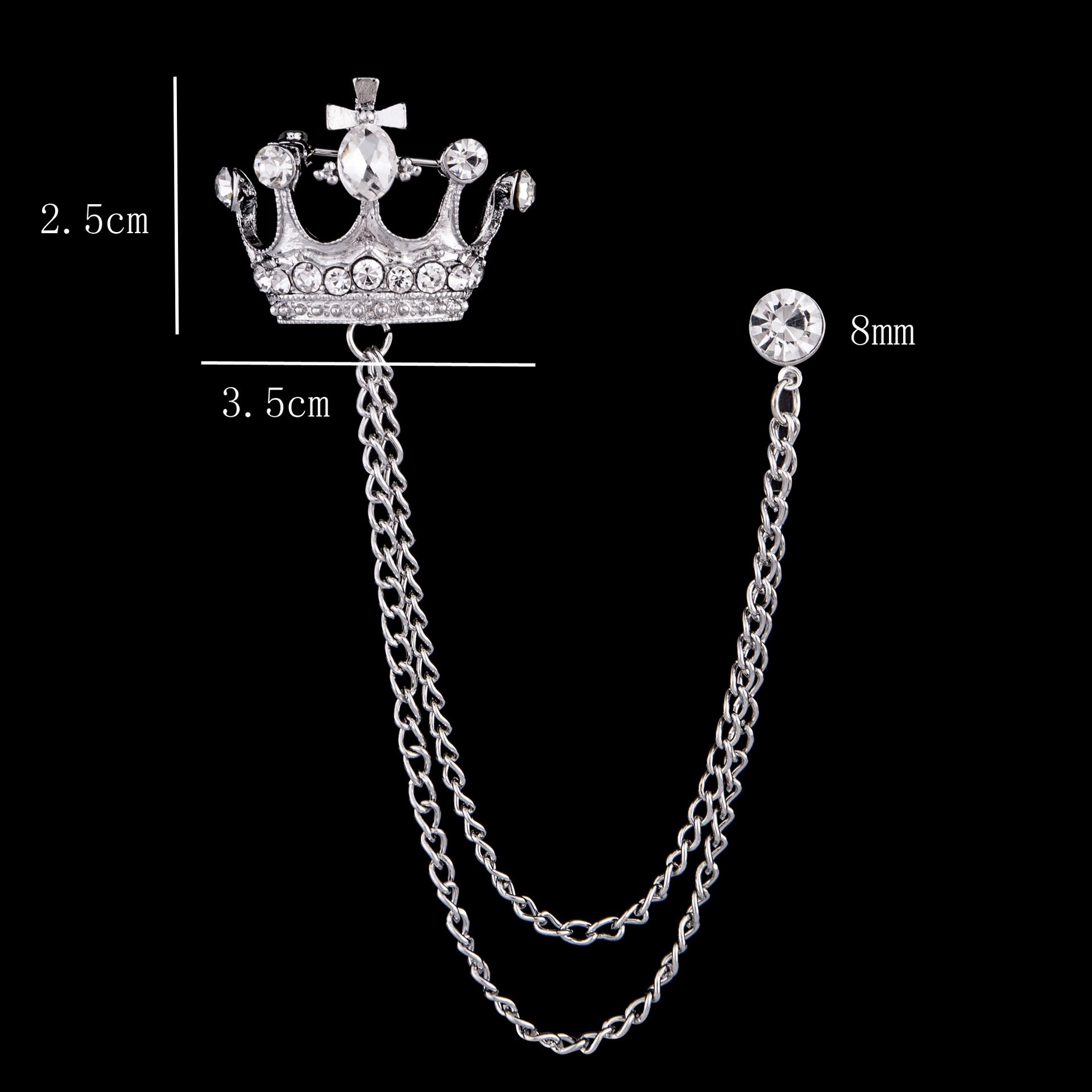 1PC Korean British Style Crown Bird Brooch Cross Suit Tassel Chain Lapel Pin Angle Wings Badge RetroFemaleCorsageMen Accessories