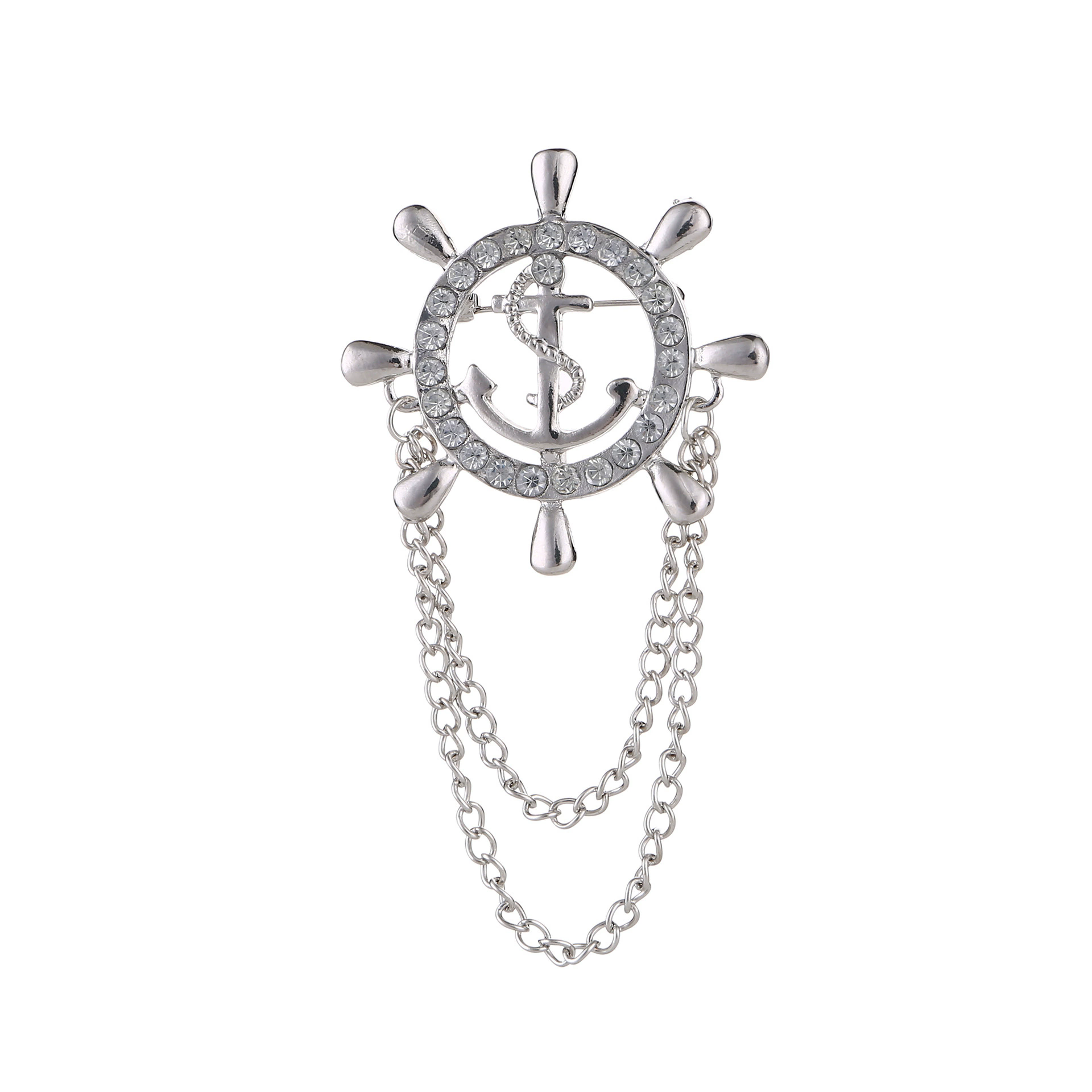 1PC Korean British Style Crown Bird Brooch Cross Suit Tassel Chain Lapel Pin Angle Wings Badge RetroFemaleCorsageMen Accessories