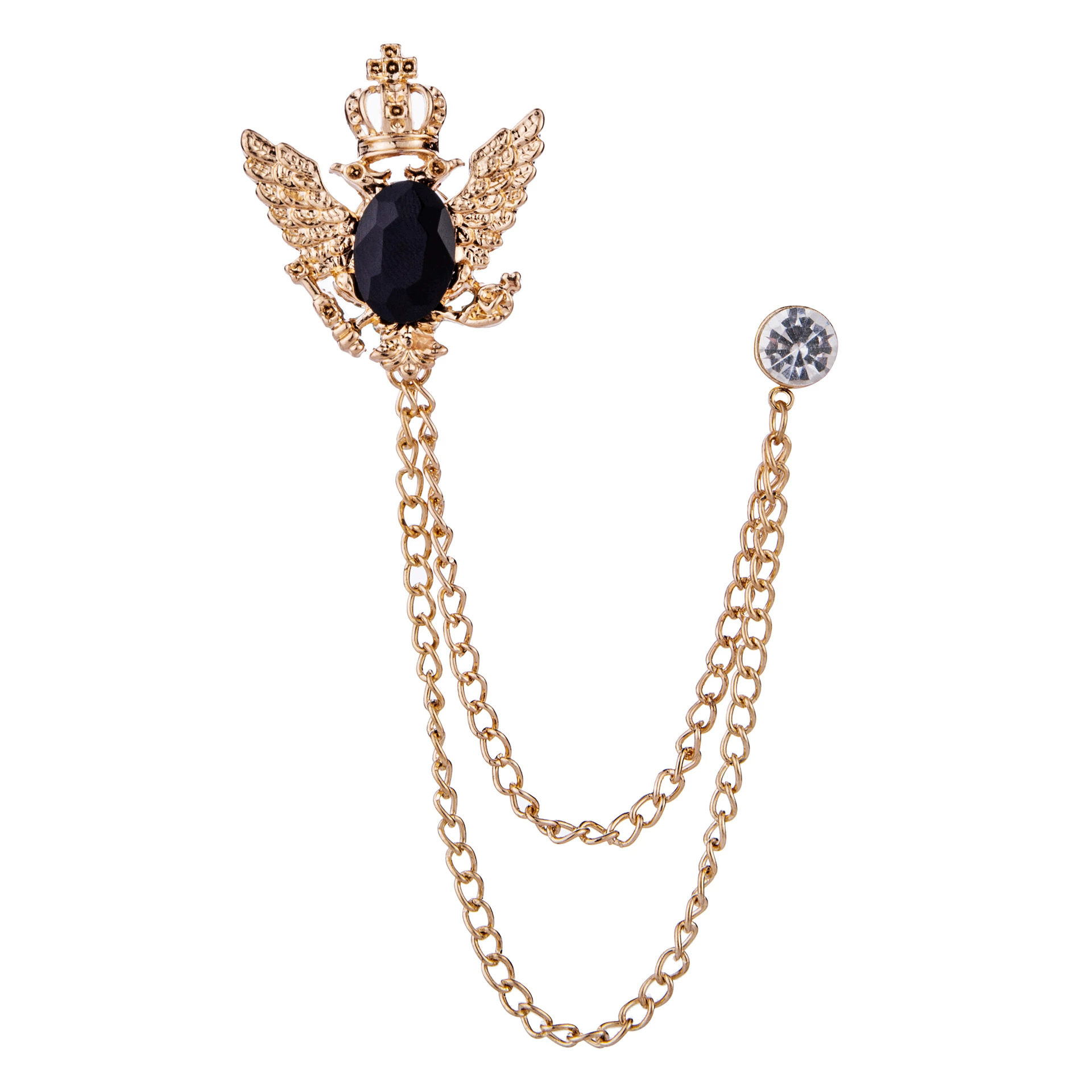 1PC Korean British Style Crown Bird Brooch Cross Suit Tassel Chain Lapel Pin Angle Wings Badge RetroFemaleCorsageMen Accessories