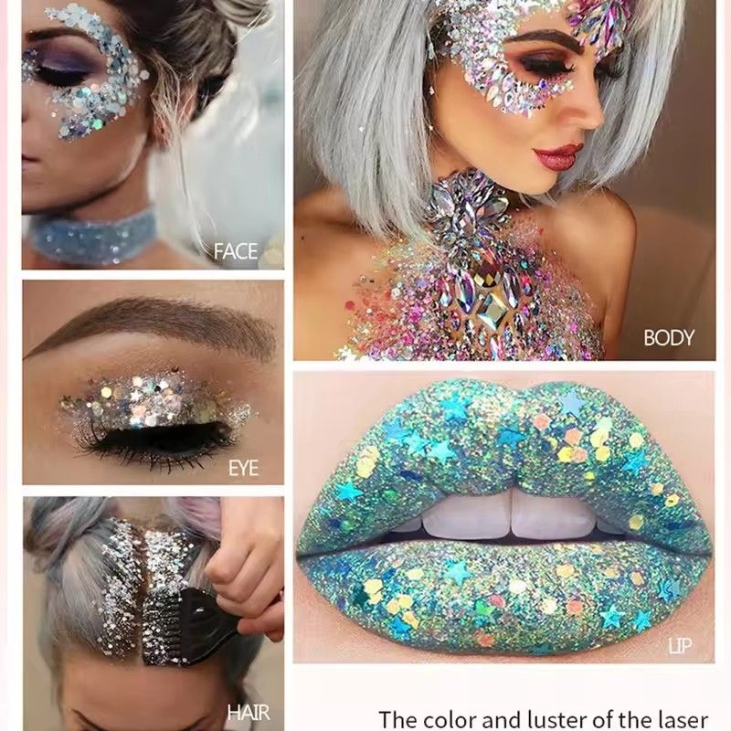 1PC  Body Glitter Gel Sequins Long Acting Face Eyes Hair Prom Party Mermaid Scales Not Easy To Take Off Makeup view 3