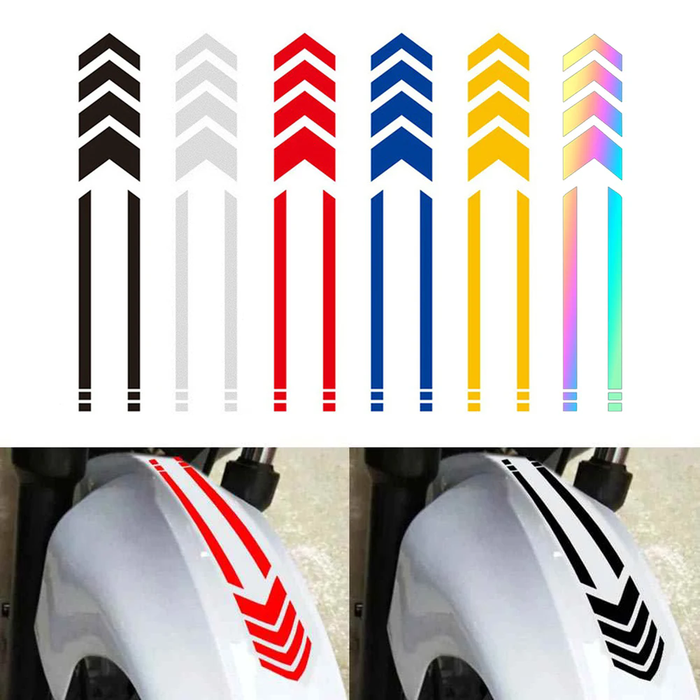 1PC Motorcycle Arrow Stickers Fender Paste Waterproof Oilproof Reflective Stripe Motorbike Tape Decal Moto Accessories Universal