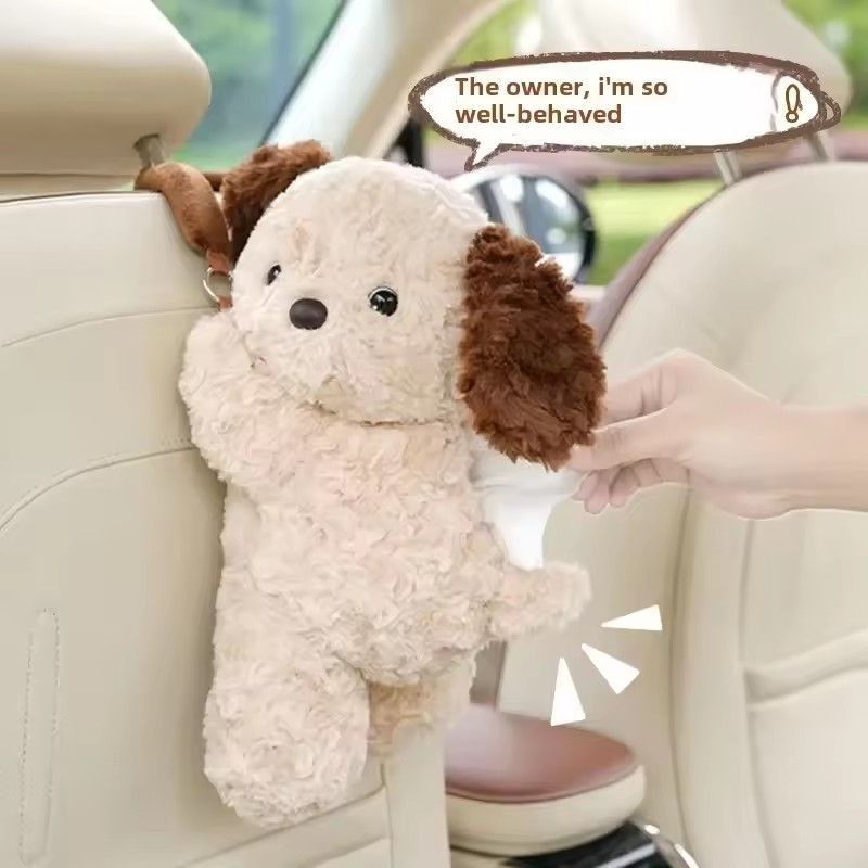1PC  Universal Car Tissue Hanger Doll Cute Creative Hanging Tissue Holder Plush Vehicle Tissue Case Paper Box
