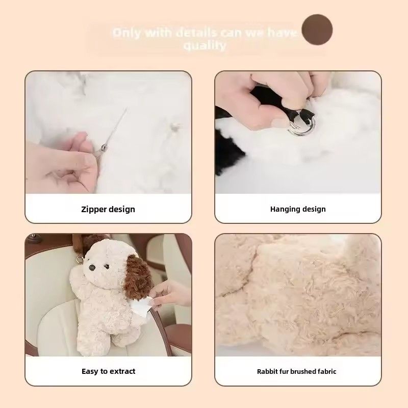 1PC  Universal Car Tissue Hanger Doll Cute Creative Hanging Tissue Holder Plush Vehicle Tissue Case Paper Box