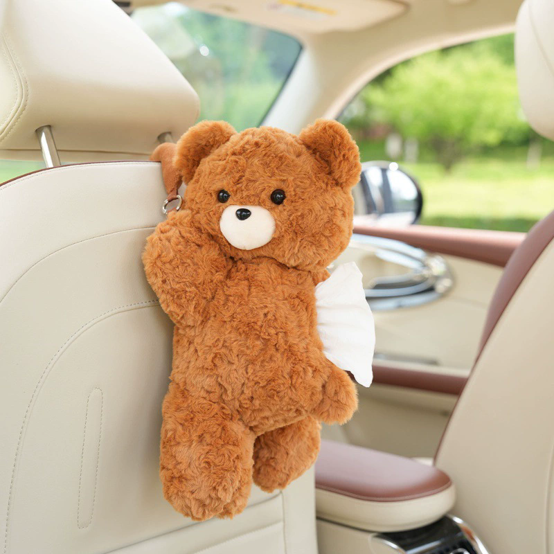 1PC  Universal Car Tissue Hanger Doll Cute Creative Hanging Tissue Holder Plush Vehicle Tissue Case Paper Box