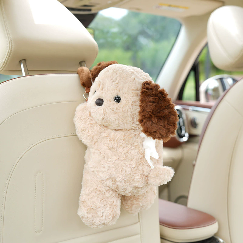 1PC  Universal Car Tissue Hanger Doll Cute Creative Hanging Tissue Holder Plush Vehicle Tissue Case Paper Box