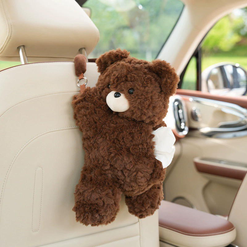 1PC  Universal Car Tissue Hanger Doll Cute Creative Hanging Tissue Holder Plush Vehicle Tissue Case Paper Box