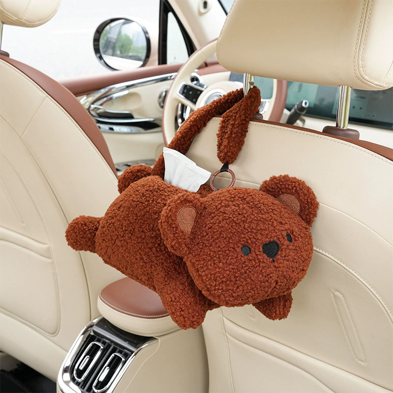 1PC  Universal Car Tissue Hanger Doll Cute Creative Hanging Tissue Holder Plush Vehicle Tissue Case Paper Box