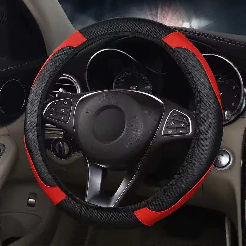 1 Pc of Car Steering Wheel Cover Accessory, Breathable and Anti Slip PU Leather Steering Wheel Cover, Suitable for 37-38cm Se