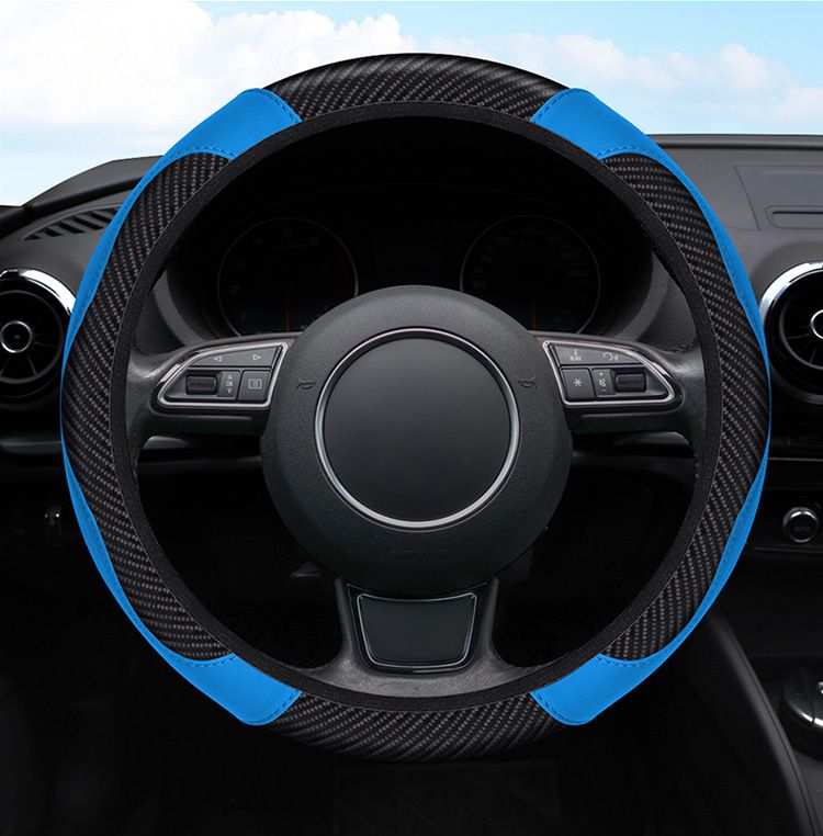 1 Pc of Car Steering Wheel Cover Accessory, Breathable and Anti Slip PU Leather Steering Wheel Cover, Suitable for 37-38cm Se