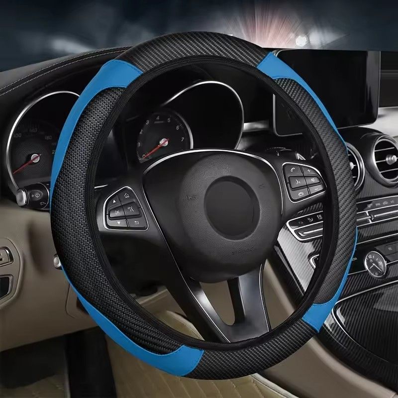 1 Pc of Car Steering Wheel Cover Accessory, Breathable and Anti Slip PU Leather Steering Wheel Cover, Suitable for 37-38cm Se