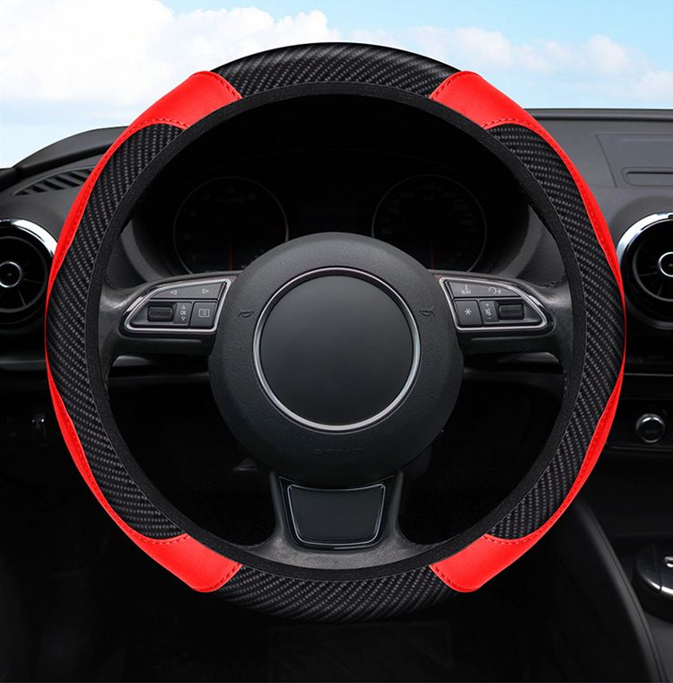 1 Pc of Car Steering Wheel Cover Accessory, Breathable and Anti Slip PU Leather Steering Wheel Cover, Suitable for 37-38cm Se
