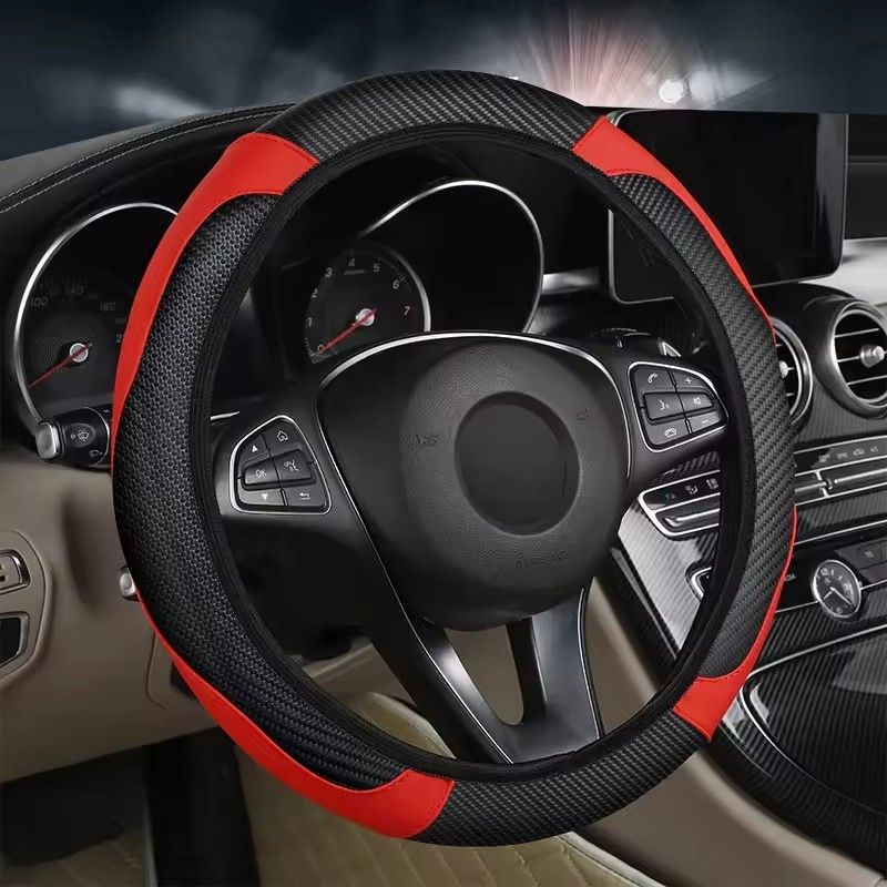 1 Pc of Car Steering Wheel Cover Accessory, Breathable and Anti Slip PU Leather Steering Wheel Cover, Suitable for 37-38cm Se
