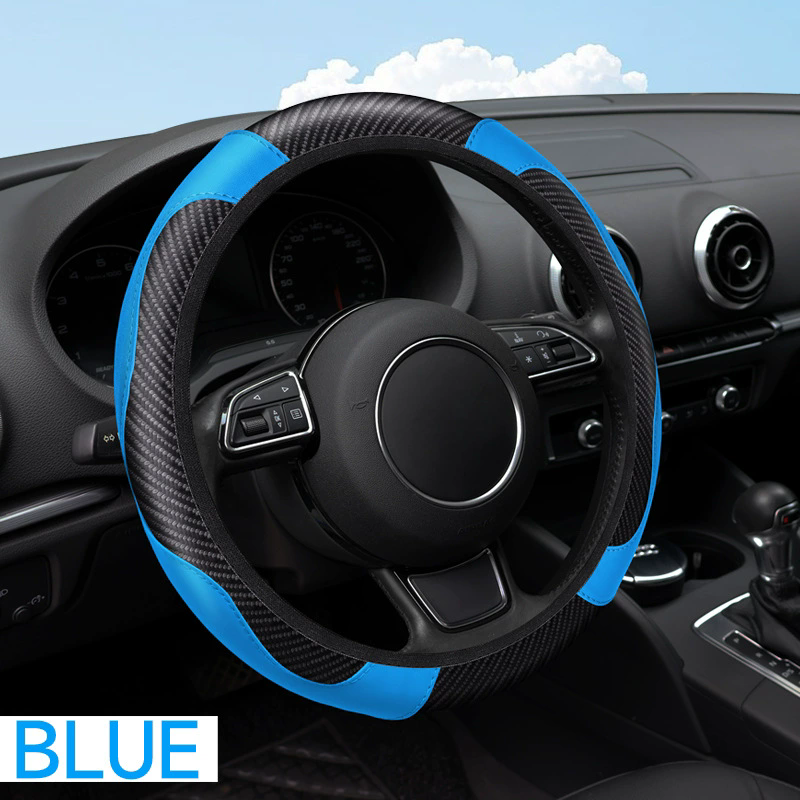1 Pc of Car Steering Wheel Cover Accessory, Breathable and Anti Slip PU Leather Steering Wheel Cover, Suitable for 37-38cm Se