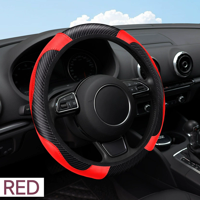 1 Pc of Car Steering Wheel Cover Accessory, Breathable and Anti Slip PU Leather Steering Wheel Cover, Suitable for 37-38cm Se