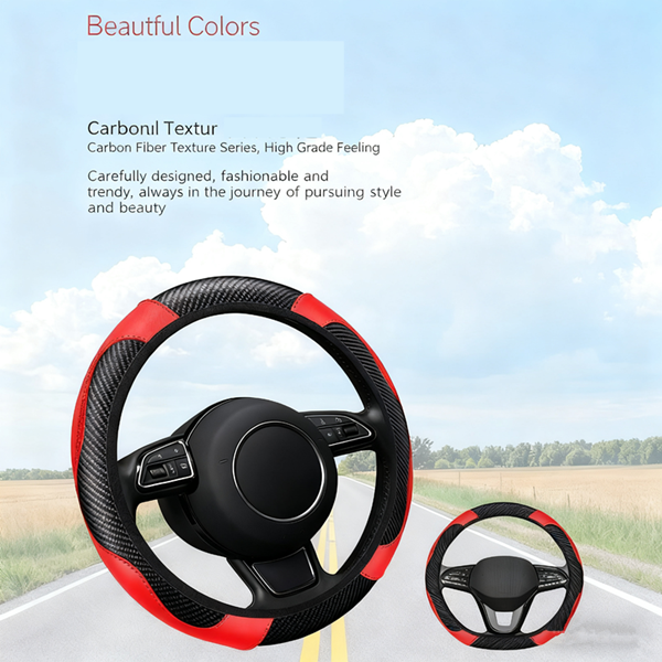 1 Pc of Car Steering Wheel Cover Accessory, Breathable and Anti Slip PU Leather Steering Wheel Cover, Suitable for 37-38cm Se