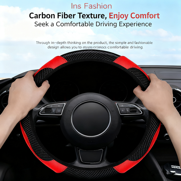 1 Pc of Car Steering Wheel Cover Accessory, Breathable and Anti Slip PU Leather Steering Wheel Cover, Suitable for 37-38cm Se