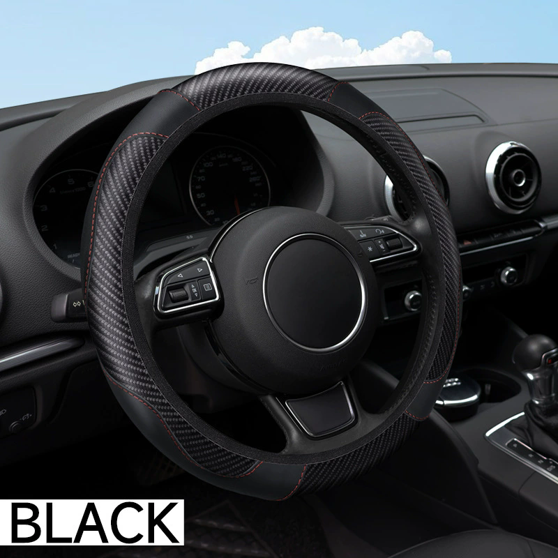 1 Pc of Car Steering Wheel Cover Accessory, Breathable and Anti Slip PU Leather Steering Wheel Cover, Suitable for 37-38cm Se