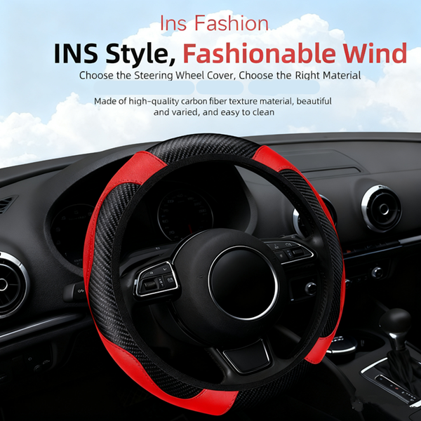 1 Pc of Car Steering Wheel Cover Accessory, Breathable and Anti Slip PU Leather Steering Wheel Cover, Suitable for 37-38cm Se