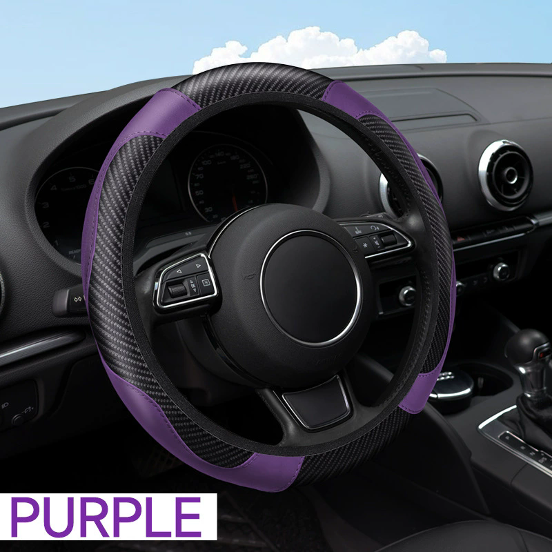 1 Pc of Car Steering Wheel Cover Accessory, Breathable and Anti Slip PU Leather Steering Wheel Cover, Suitable for 37-38cm Se