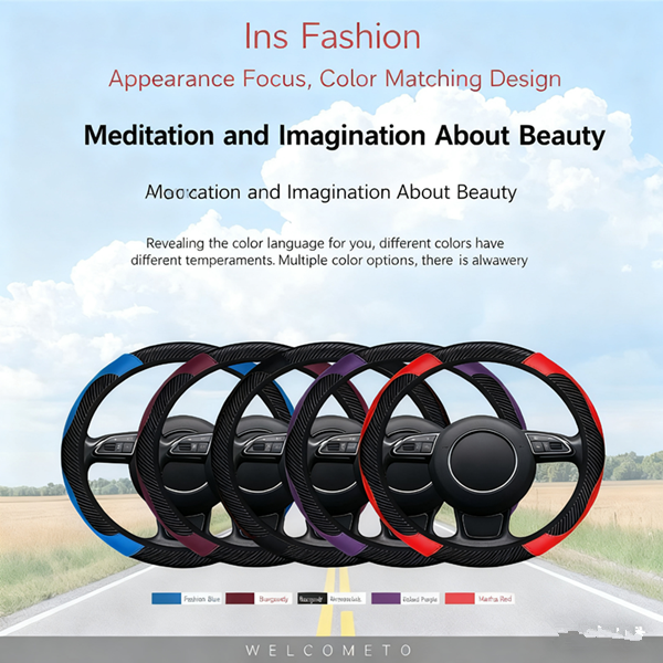 1 Pc of Car Steering Wheel Cover Accessory, Breathable and Anti Slip PU Leather Steering Wheel Cover, Suitable for 37-38cm Se