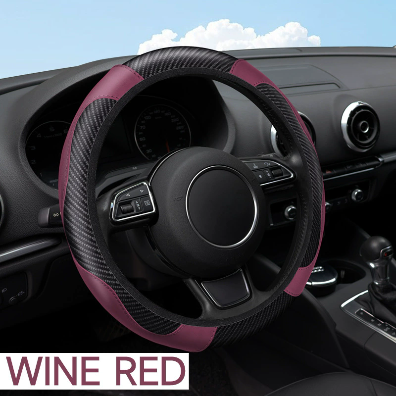 1 Pc of Car Steering Wheel Cover Accessory, Breathable and Anti Slip PU Leather Steering Wheel Cover, Suitable for 37-38cm Se
