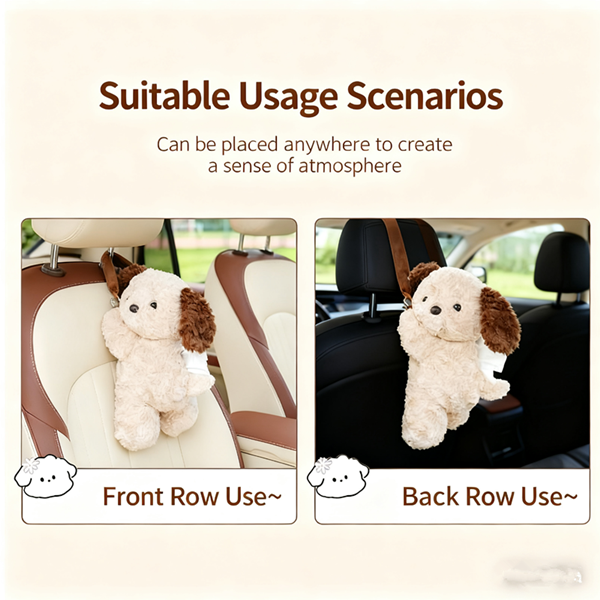 1PC  Universal Car Tissue Hanger Doll Cute Creative Hanging Tissue Holder Plush Vehicle Tissue Case Paper Box
